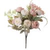 Tea Rose Silk Flower Bouquet, 30cm Tall - Off-White