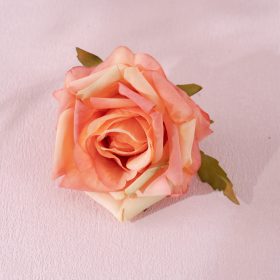 Rózsa selyemvirág fej, 8cm - Narancssárga