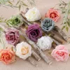 Rose Silk Flower Head, 8cm - Blue