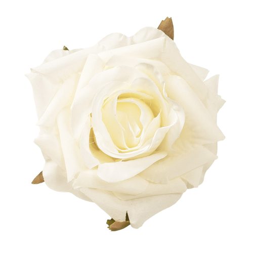 Rose Silk Flower Head, 8cm - Ecru