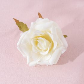 Rózsa selyemvirág fej, 8cm - Ekrü