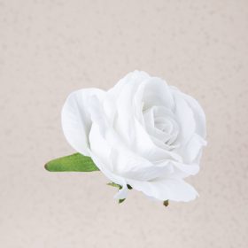 Bársony rózsafej, 8cm - Fehér