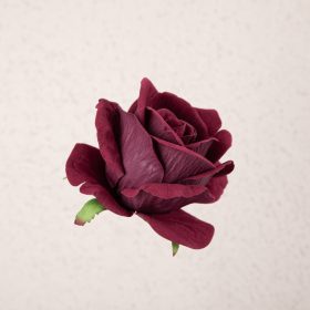 Bársony rózsafej, 8cm - Sötét bordó