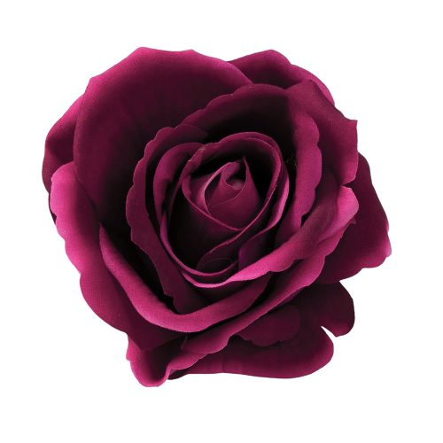 Velvet Rose Head, 8cm - Burgundy