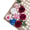 Velvet Rose Head, 8cm - Burgundy