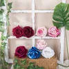 Velvet Rose Head, 8cm - Burgundy