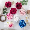 Velvet Rose Head, 8cm - Burgundy