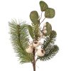 Téli ág fenyővel, levelekkel és bogyókkal, 37cm magas