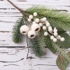 Winter Branch with Pine, Leaves, and Berries, 37cm Tall