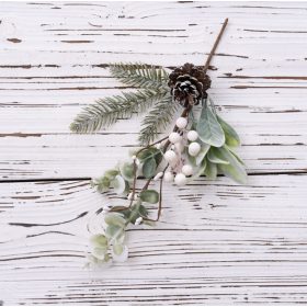   Téli ág fenyővel, levelekkel, bogyókkal és tobozzal, 34cm magas