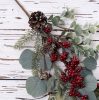 Winter Branch with Pine, Eucalyptus, Berries, and Pinecone, 67cm Tall