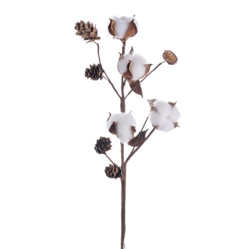 Cotton Decorative Branch with Pinecones, 38.5cm Tall