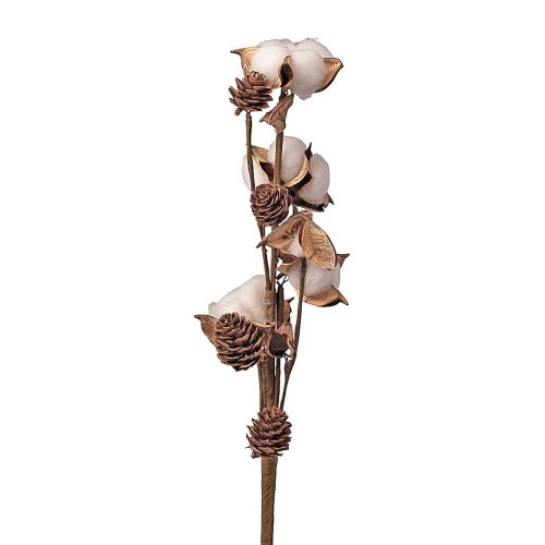 Cotton Decorative Branch with Pinecones, 38.5cm Tall