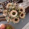 Sunflower Silk Flower Bouquet, Height: 42cm, Flower Head Diameter: 9cm - Champagne