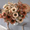 Sunflower Silk Flower Bouquet, Height: 42cm, Flower Head Diameter: 9cm - Champagne