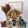 Sunflower Silk Flower Bouquet, Height: 42cm, Flower Head Diameter: 9cm - Champagne