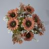 Sunflower Silk Flower Bouquet, Height: 42cm, Flower Head Diameter: 9cm - Dark Coffee