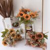 Sunflower Silk Flower Bouquet, Height: 42cm, Flower Head Diameter: 9cm - Light Coffee