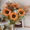 Sunflower Silk Flower Bouquet, Height: 42cm, Flower Head Diameter: 9cm - Orange