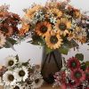 Sunflower Silk Flower Bouquet, Height: 42cm, Flower Head Diameter: 9cm - Orange