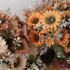 Sunflower Silk Flower Bouquet, Height: 42cm, Flower Head Diameter: 9cm - Orange