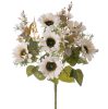 Sunflower Silk Flower Bouquet, Height: 42cm, Flower Head Diameter: 9cm - White