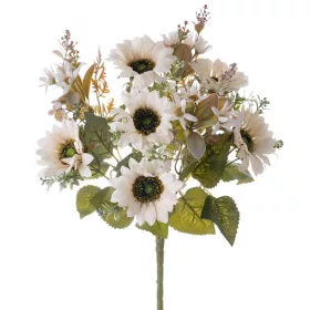   Napraforgó selyemvirág csokor, magasság: 42cm, virágfej átmérő: 9cm - Fehér