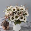 Sunflower Silk Flower Bouquet, Height: 42cm, Flower Head Diameter: 9cm - White