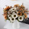 Sunflower Silk Flower Bouquet, Height: 42cm, Flower Head Diameter: 9cm - White