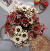 Sunflower Silk Flower Bouquet, Height: 42cm, Flower Head Diameter: 9cm - White