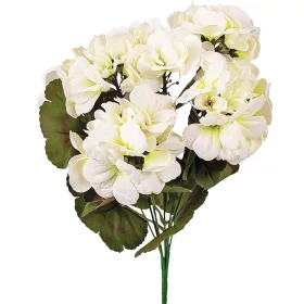   Muskátli selyemvirág csokor, 5 ágú, magasság: 33cm - Fehér