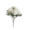 Geranium Silk Flower Bouquet, 5 Stems, Height: 33cm - White