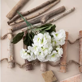   Muskátli selyemvirág csokor, 5 ágú, magasság: 33cm - Fehér