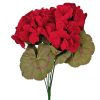 Geranium Silk Flower Bouquet, 5 Stems, Height: 33cm - Red