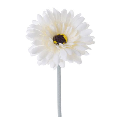 Gerbera selyemvirág szál, magasság: 55cm, virágfej átmérő: 10cm - Bézses fehér