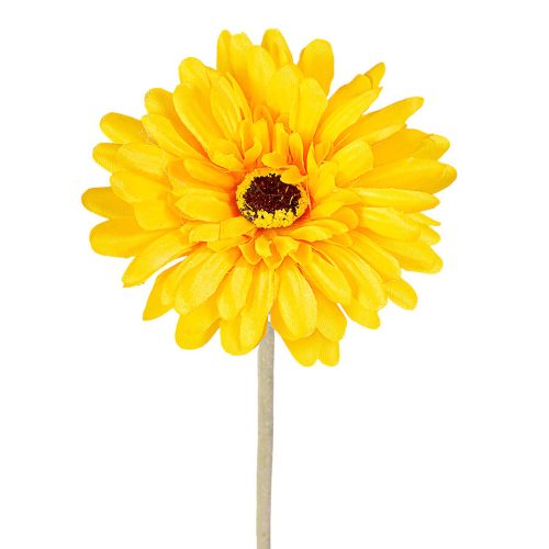 Gerbera Silk Flower Stem, Height: 55cm, Flower Head Diameter: 10cm - Yellow