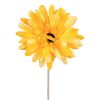 Gerbera Silk Flower Stem, Height: 55cm, Flower Head Diameter: 10cm - Light Yellow