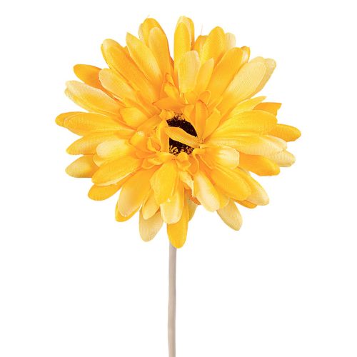 Gerbera Silk Flower Stem, Height: 55cm, Flower Head Diameter: 10cm - Light Yellow