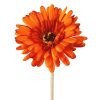 Gerbera Silk Flower Stem, Height: 55cm, Flower Head Diameter: 10cm - Dark Orange