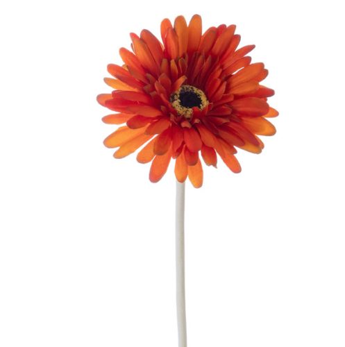 Gerbera Silk Flower Stem, Height: 55cm, Flower Head Diameter: 10cm - Dark Orange