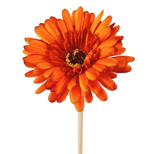 Gerbera Silk Flower Stem, Height: 55cm, Flower Head Diameter: 10cm - Dark Orange