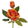 Velvety Silk Rose Branch, Height: 36cm - Orange