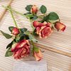 Velvety Silk Rose Branch, Height: 36cm - Orange