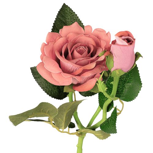 Velvety Silk Rose Branch, Height: 36cm - Pink