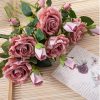 Velvety Silk Rose Branch, Height: 36cm - Pink