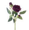 Velvety Silk Rose Branch, Height: 36cm - Burgundy