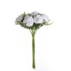 Carnation Silk Flower Bouquet, Height: 32cm, Bouquet Diameter: 15cm, Carnation Head Diameter: 6cm, 7 Stems - White