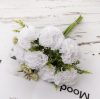 Carnation Silk Flower Bouquet, Height: 32cm, Bouquet Diameter: 15cm, Carnation Head Diameter: 6cm, 7 Stems - White