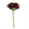 Carnation Silk Flower Bouquet, Height: 32cm, Bouquet Diameter: 15cm, Carnation Head Diameter: 6cm, 7 Stems - Burgundy