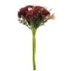 Carnation Silk Flower Bouquet, Height: 32cm, Bouquet Diameter: 15cm, Carnation Head Diameter: 6cm, 7 Stems - Burgundy